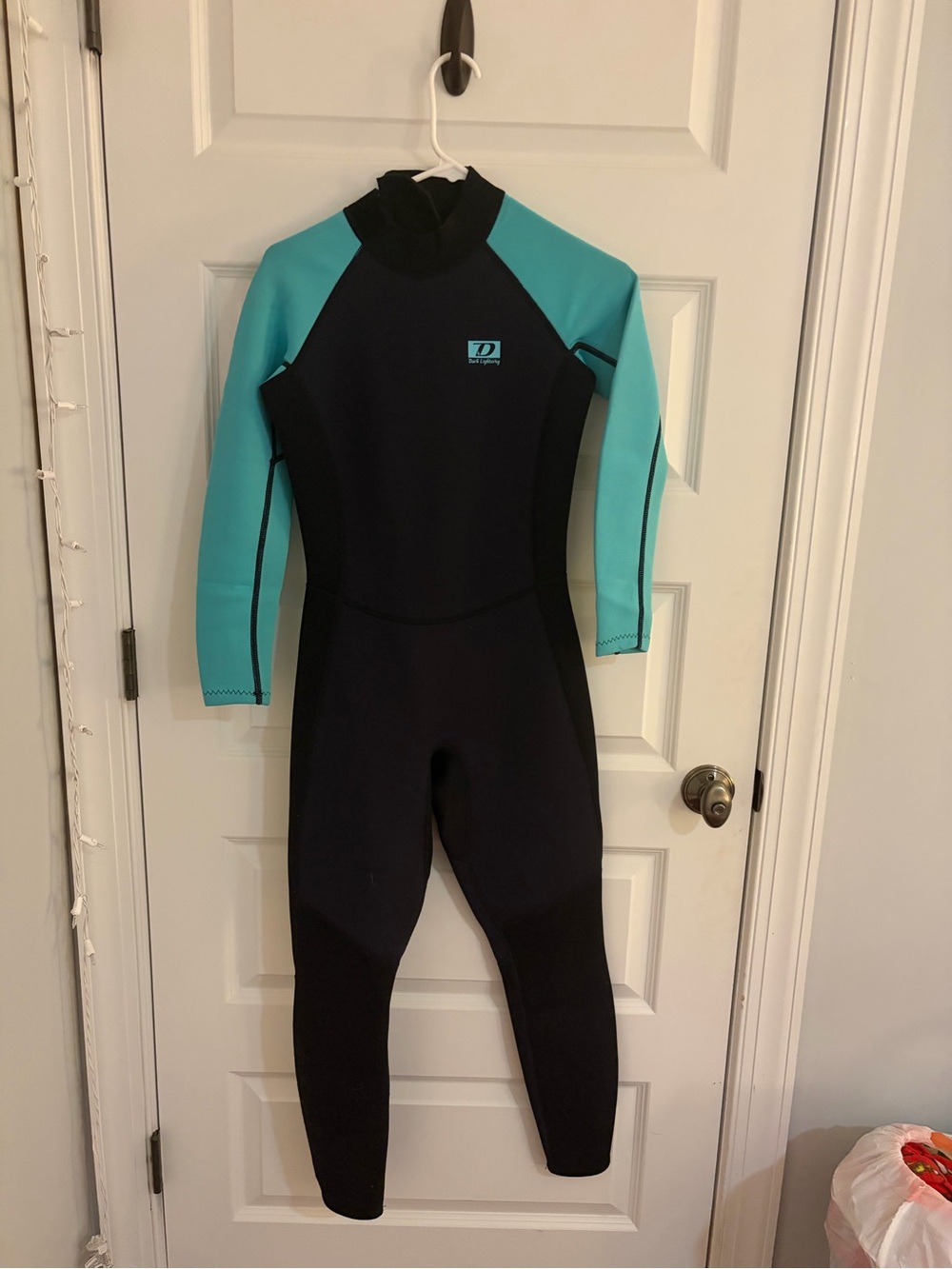 Teal Sleeve Black Full Wetsuit with Logo